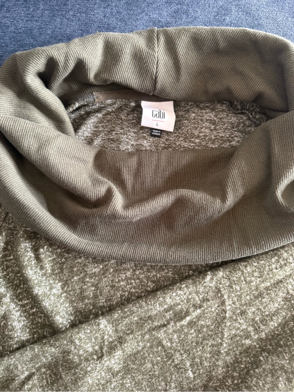 Olive Green Cowl Neck Long-Sleeve Dress CAbi Solace Size L - Picture 5 of 6